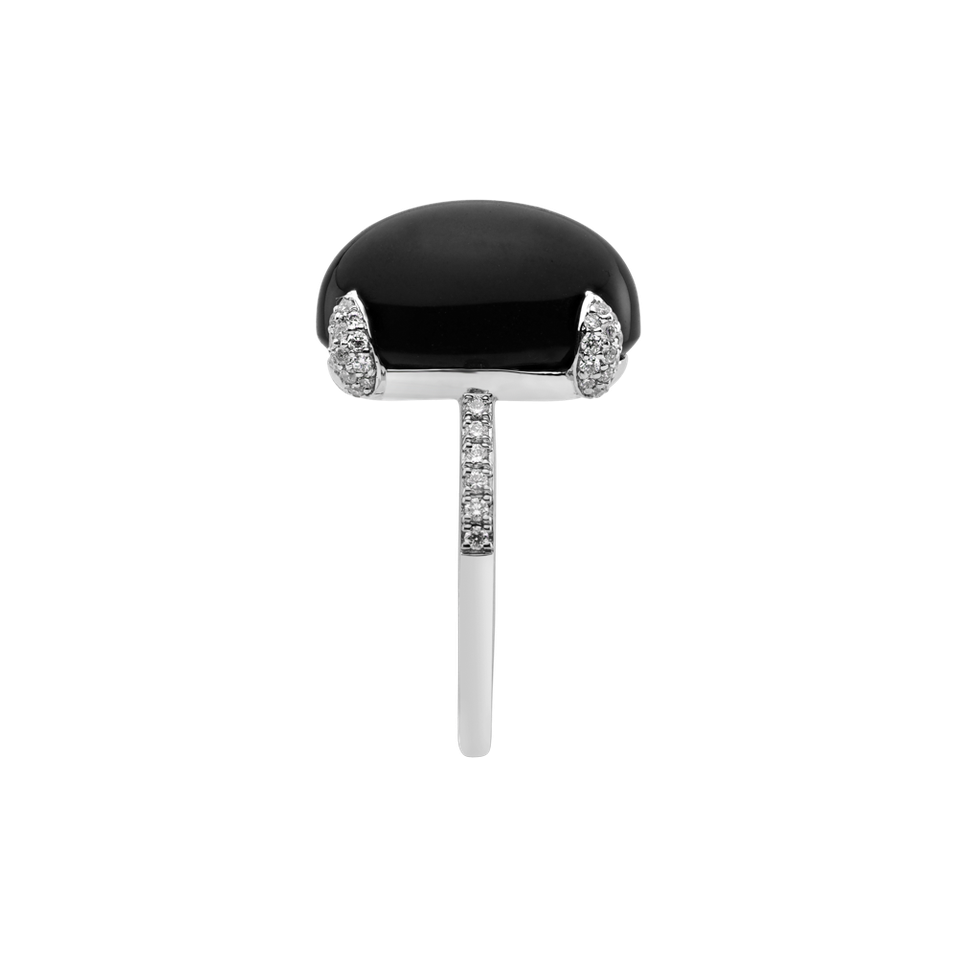 Prsteň s onyxom a diamantmi Niche