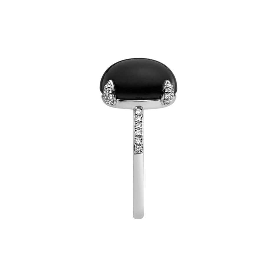 Prsteň s onyxom a diamantmi Niche