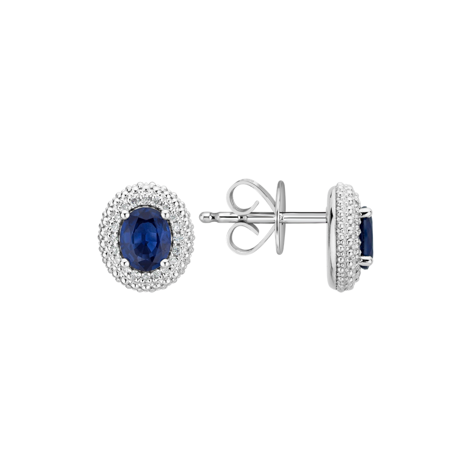 Náušnice s diamantmi a zafírom Royal Sapphire