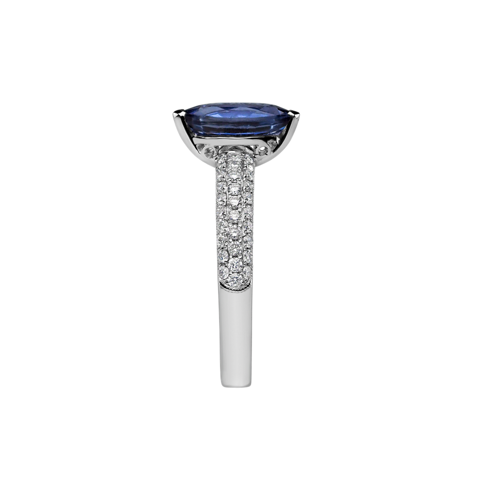 Prsteň s zafírom a diamantmi Excellent