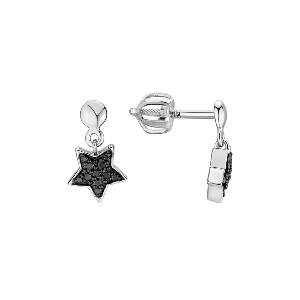 Náušnice s čiernymi diamantmi Amazing Night