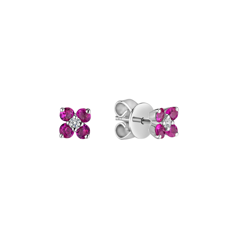 Náušnice s diamantmi a rubínmi Divine Bloom