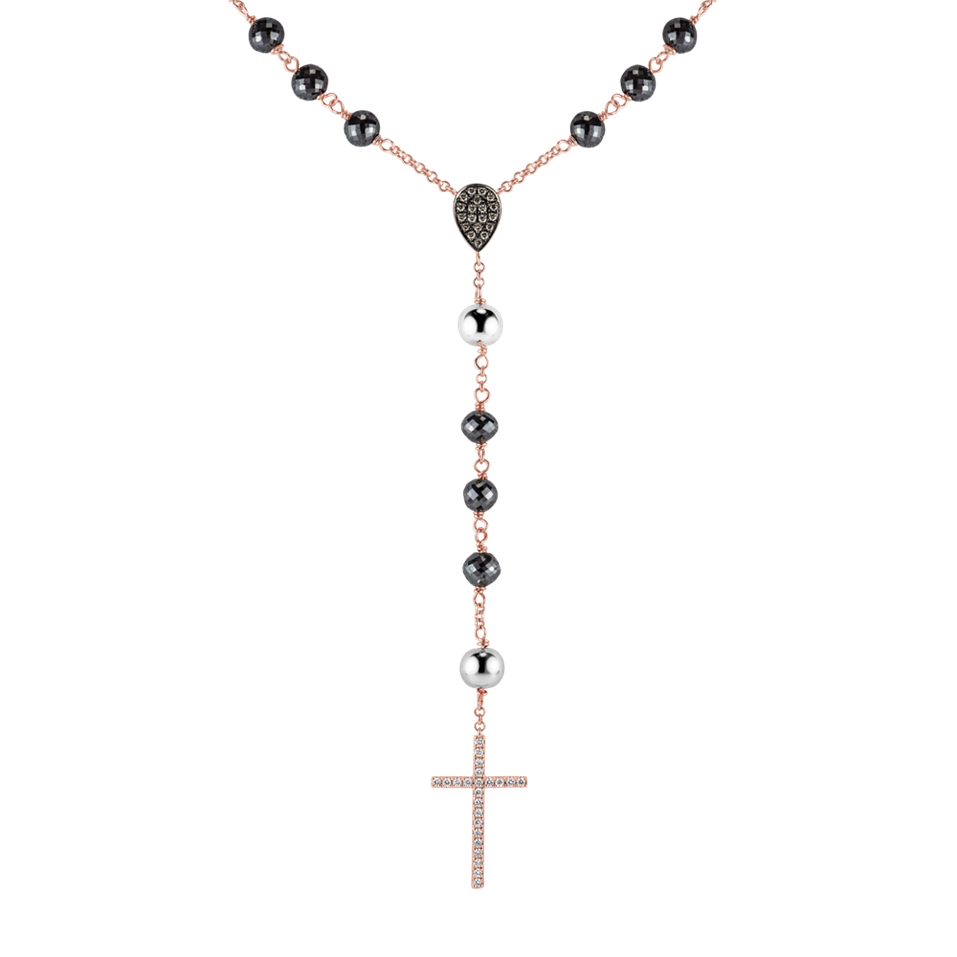 Náhrdelník s čiernymi diamantmi Elegant Cross
