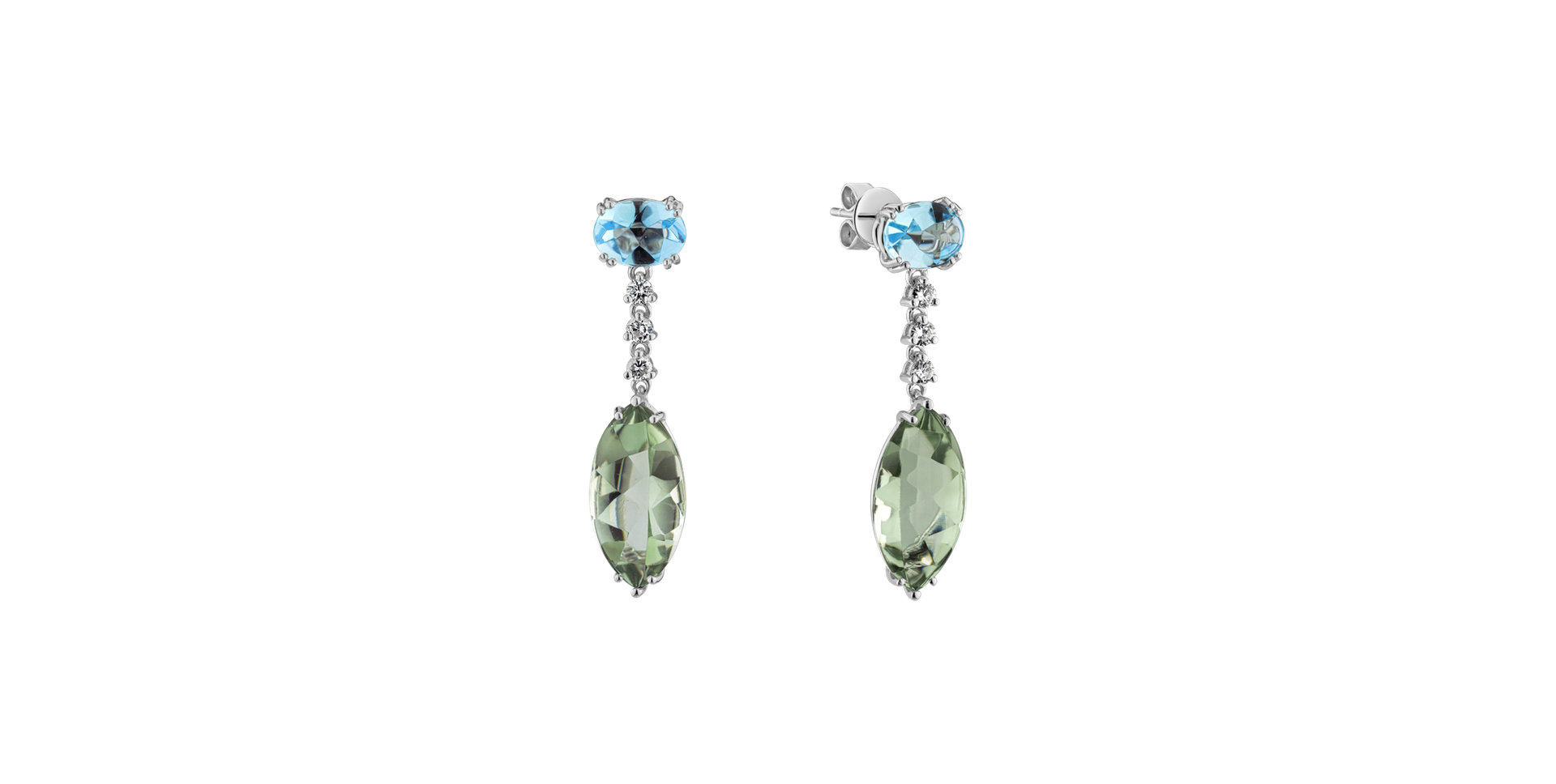 Náušnice s diamantmi, ametystom a topásom Twilight Harbour