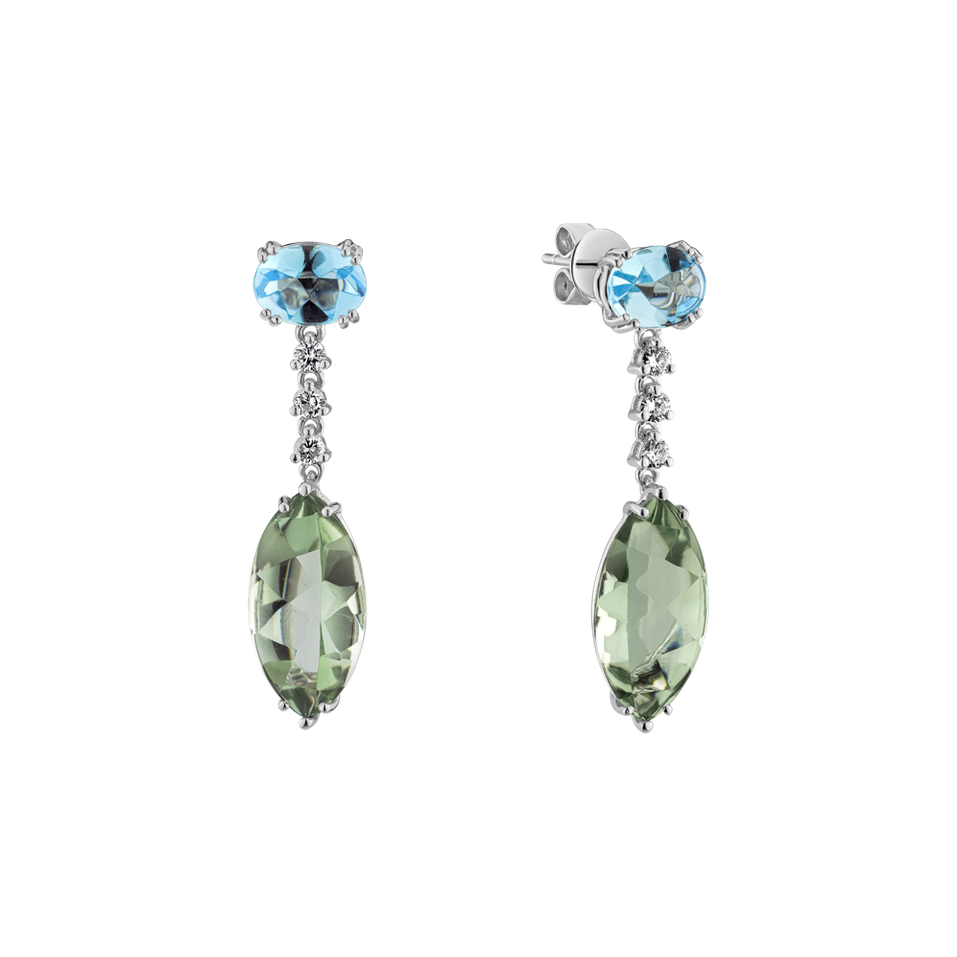 Náušnice s diamantmi, ametystom a topásom Twilight Harbour