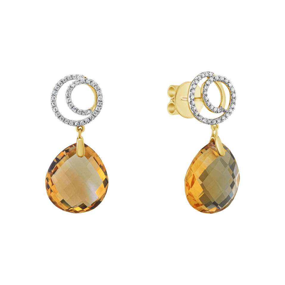 Náušnice s citrínom a diamantmi Fabulous Fiction