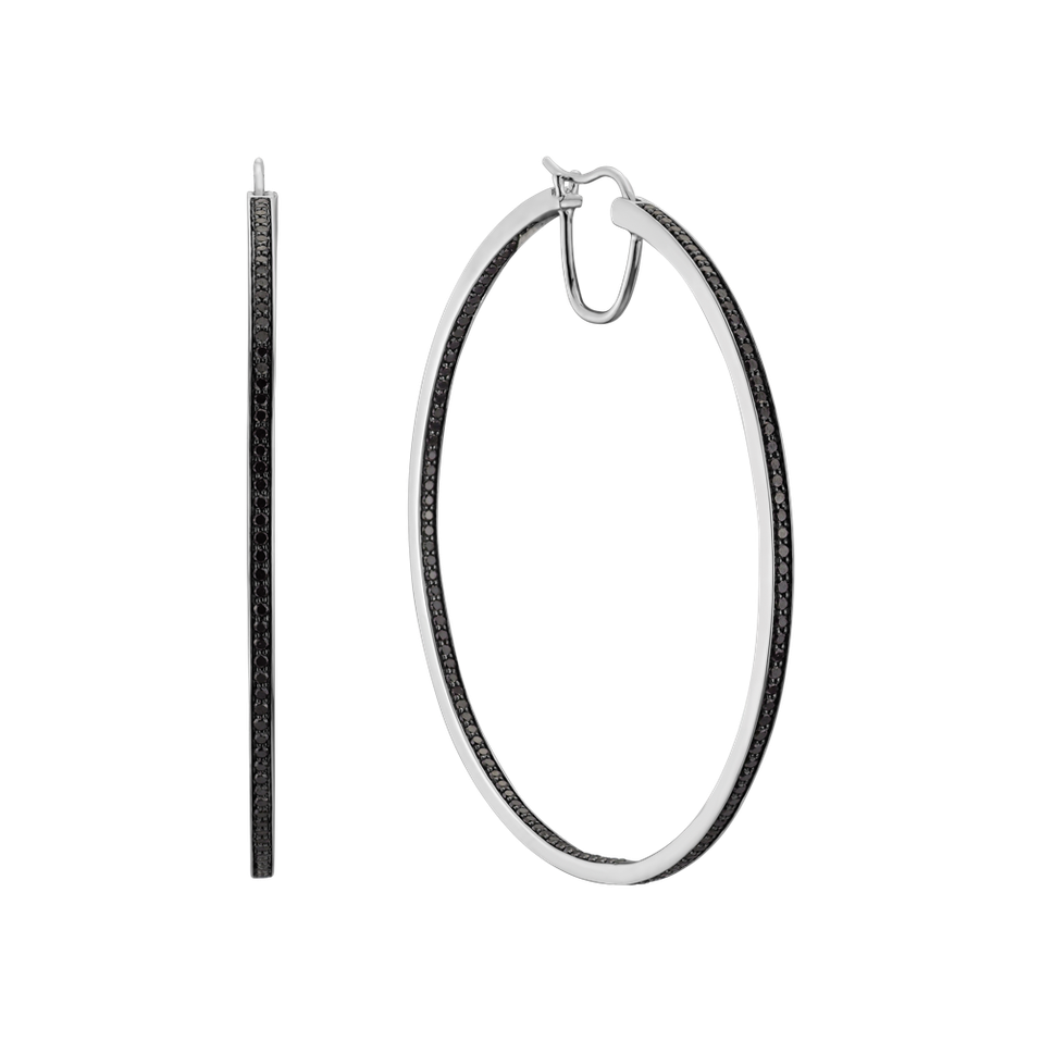 Náušnice s čiernymi a bielymi diamantmi Tender Touch