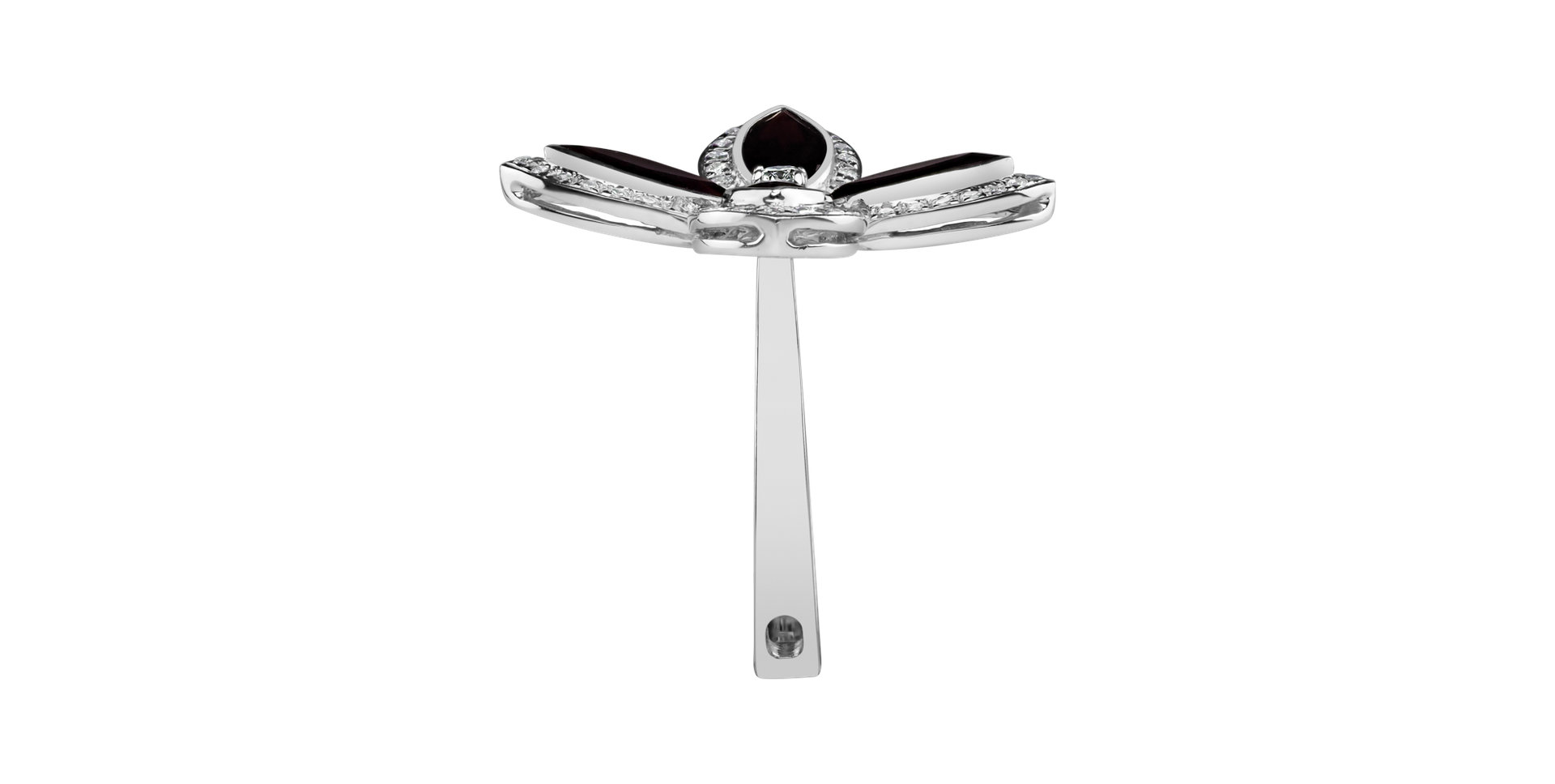 Prsteň s diamantmi a granátmi Blooming Beauty