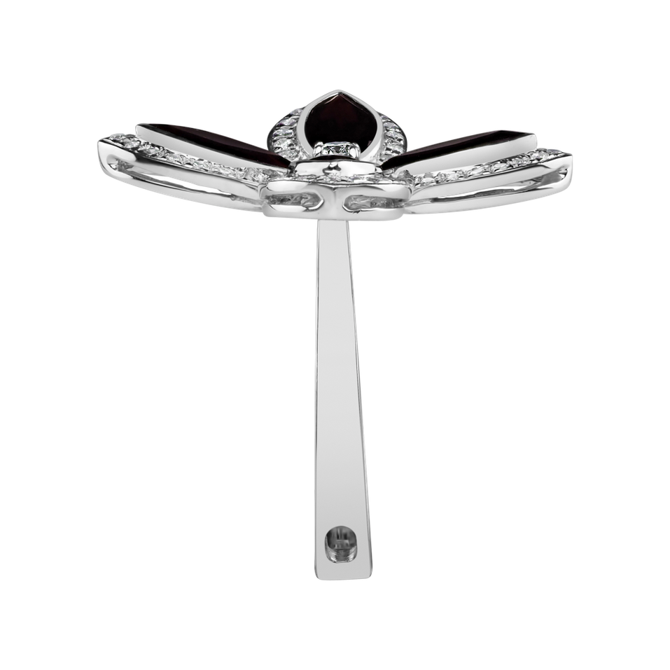 Prsteň s diamantmi a granátmi Blooming Beauty