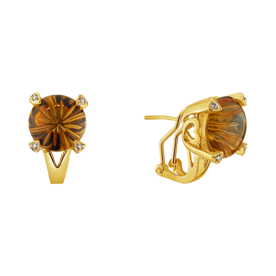Náušnice s citrínom a diamantmi Magical Rose