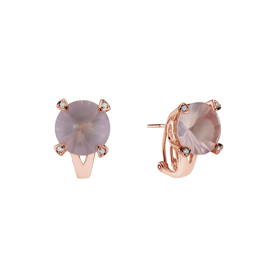 Náušnice s ruženínom a diamantmi Magical Rose