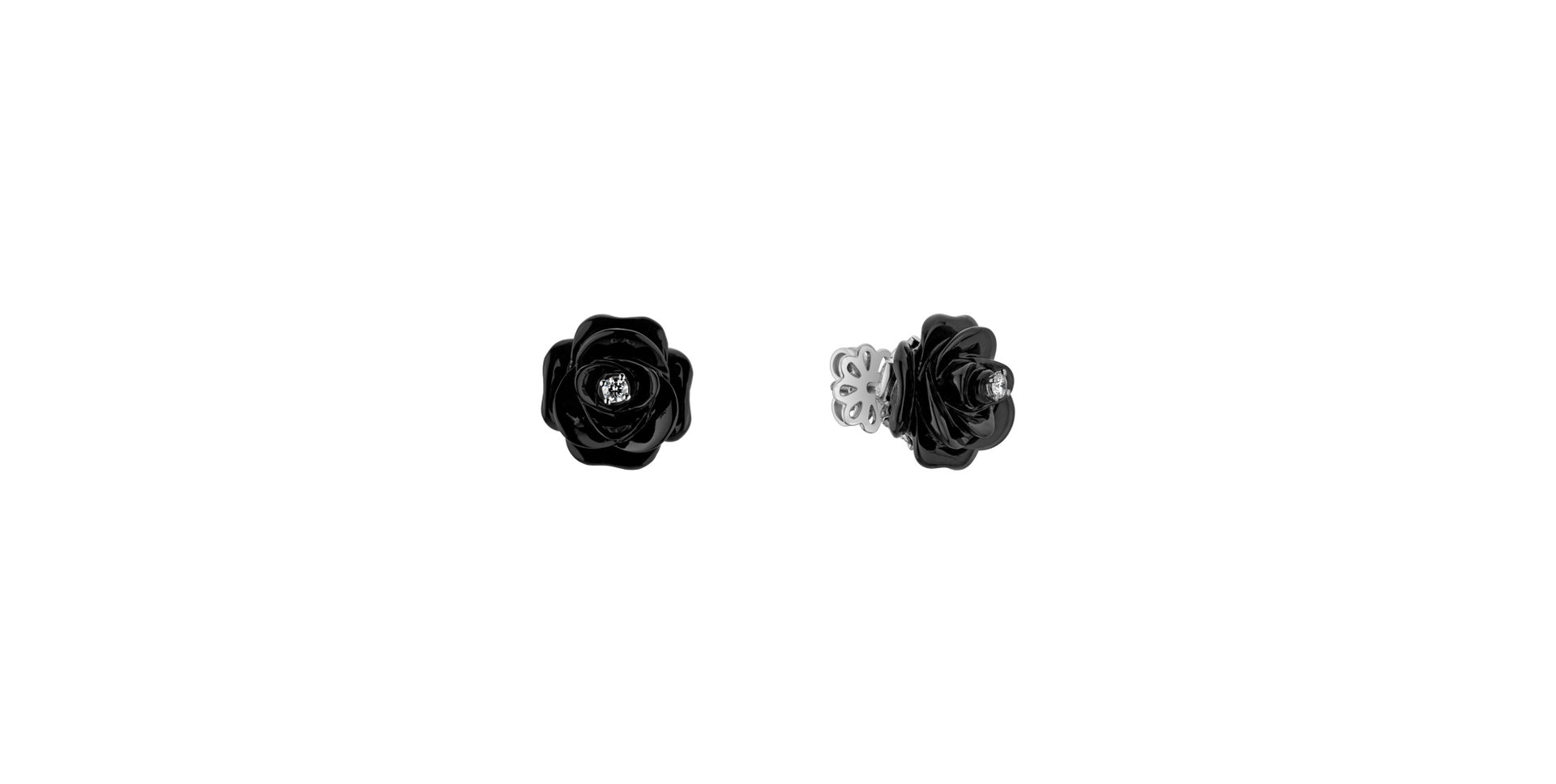 Náušnice s diamantom a onyxom Black Dahlia