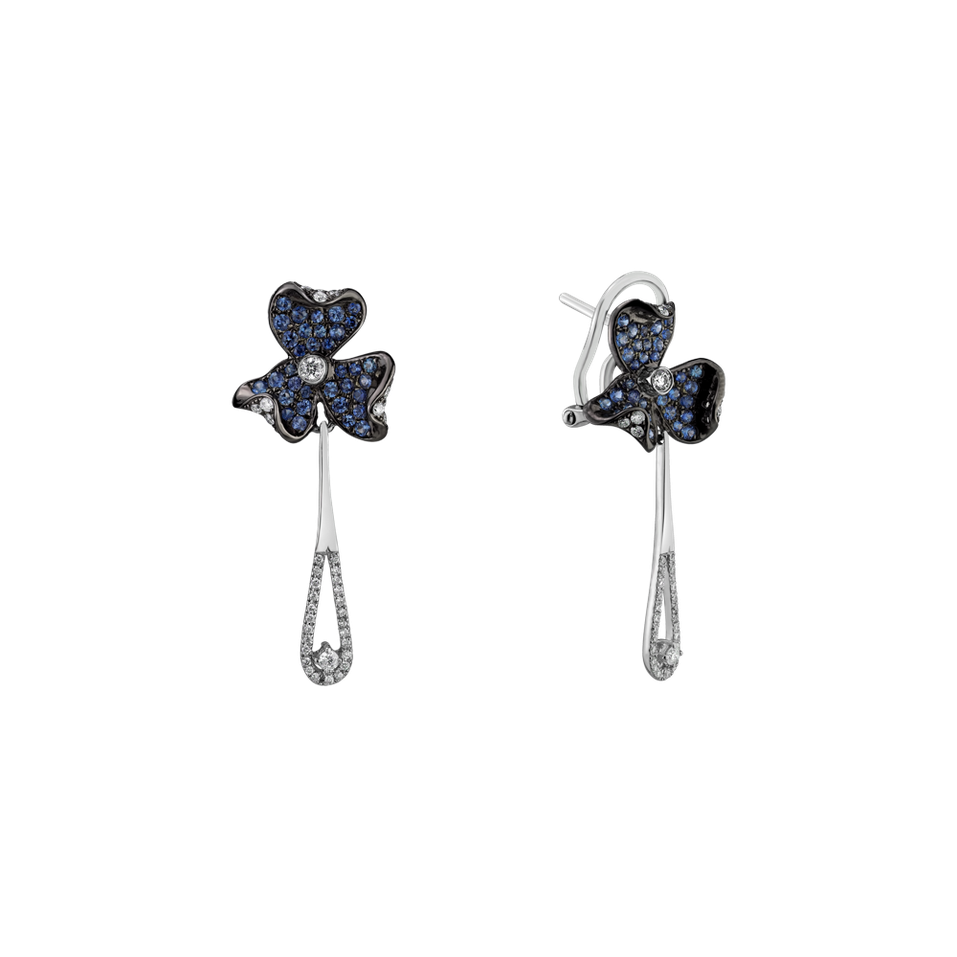 Náušnice s diamantmi a zafírmi Cornflower