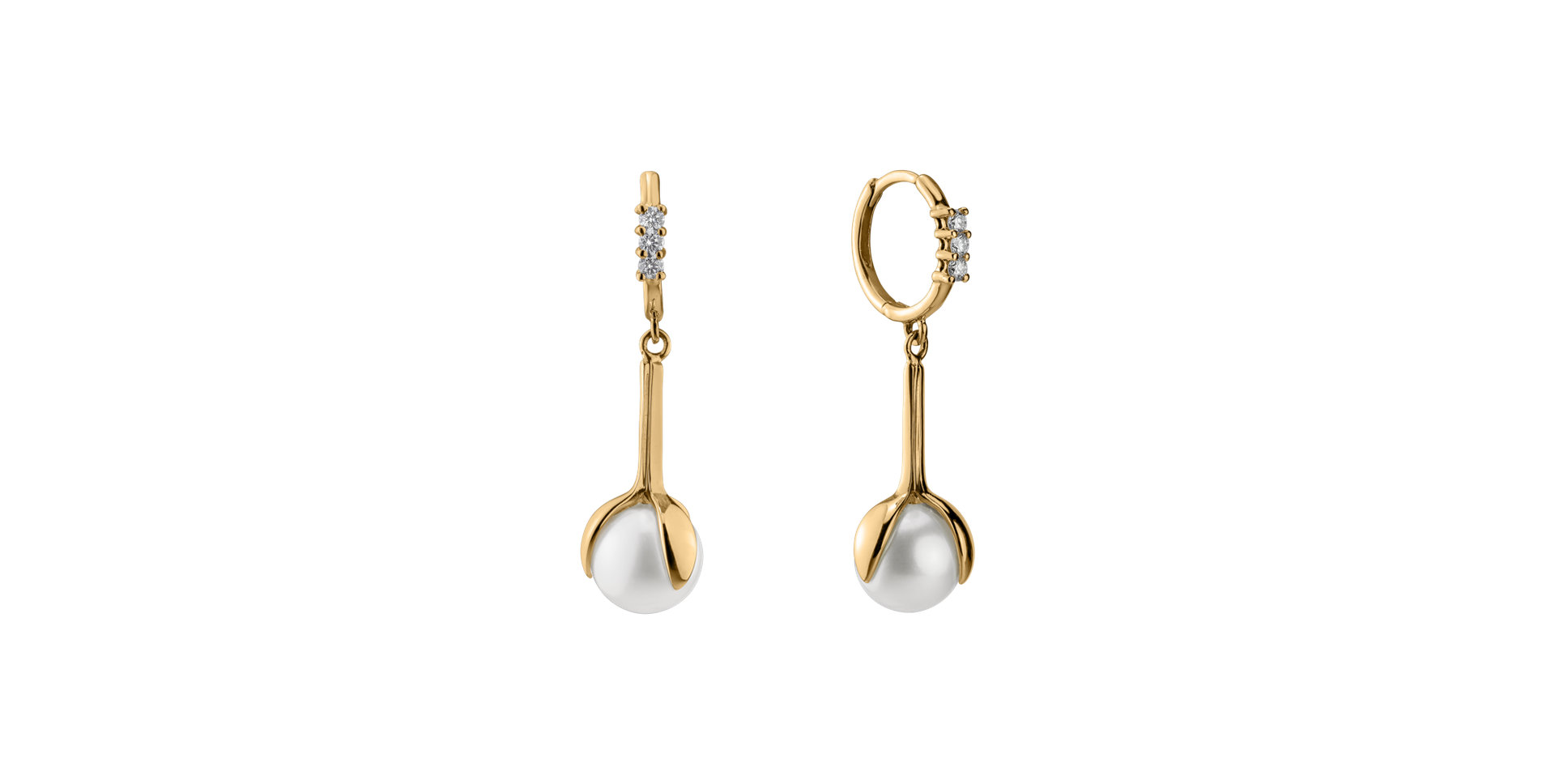 Náušnice s perlou a diamantmi Ocean Flora