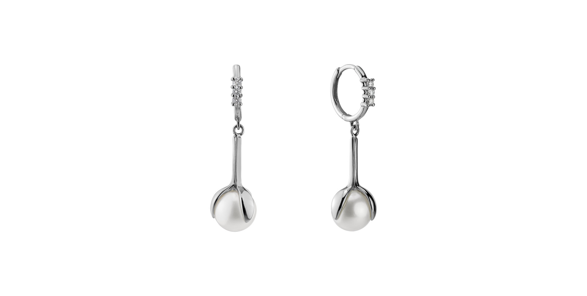 Náušnice s perlou a diamantmi Ocean Flora