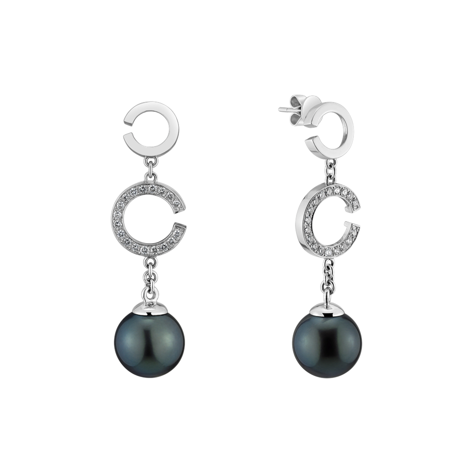 Náušnice s perlou a diamantmi Wondering Paradise