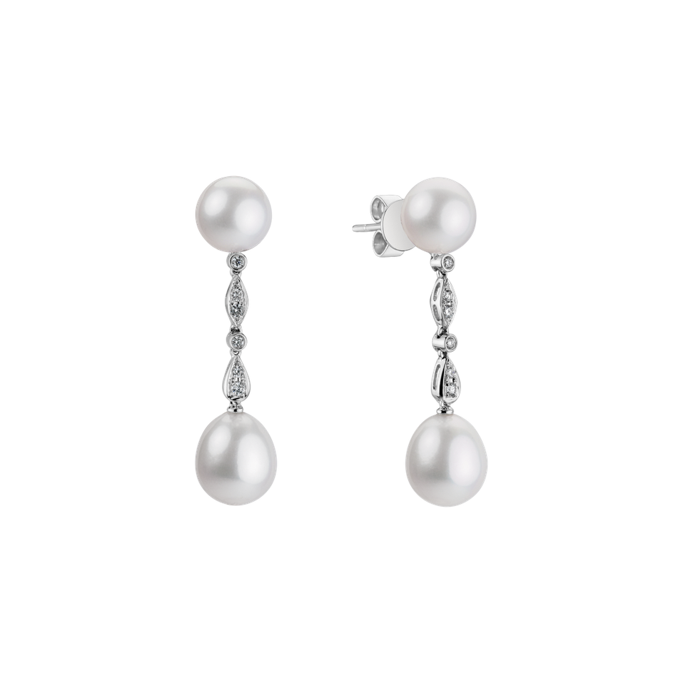 Náušnice s perlou a diamantmi Ocean Tears