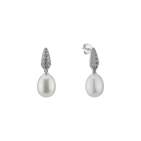 Náušnice s perlou a diamantmi Tatiana Pearls