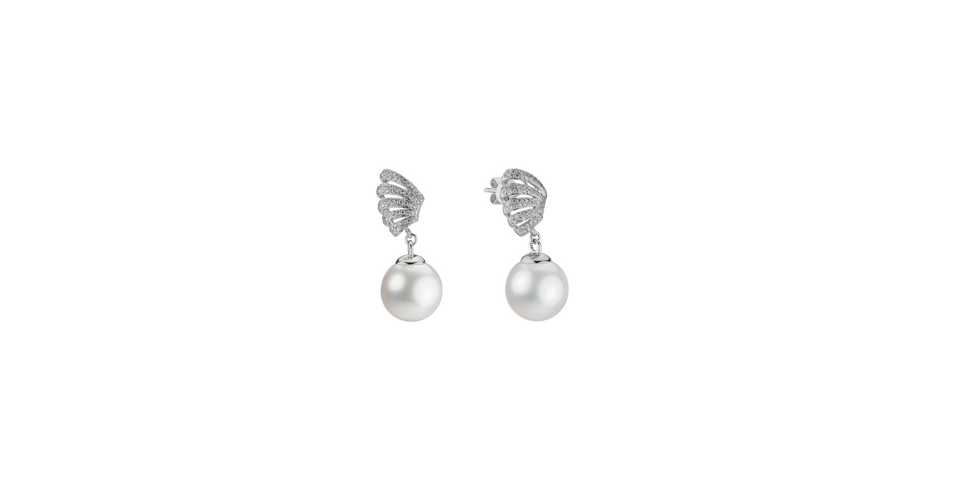 Náušnice s perlou a diamantmi Angel Pearls