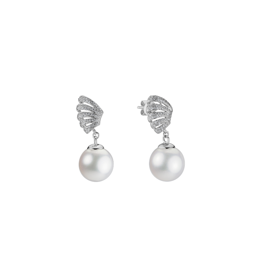 Náušnice s perlou a diamantmi Angel Pearls