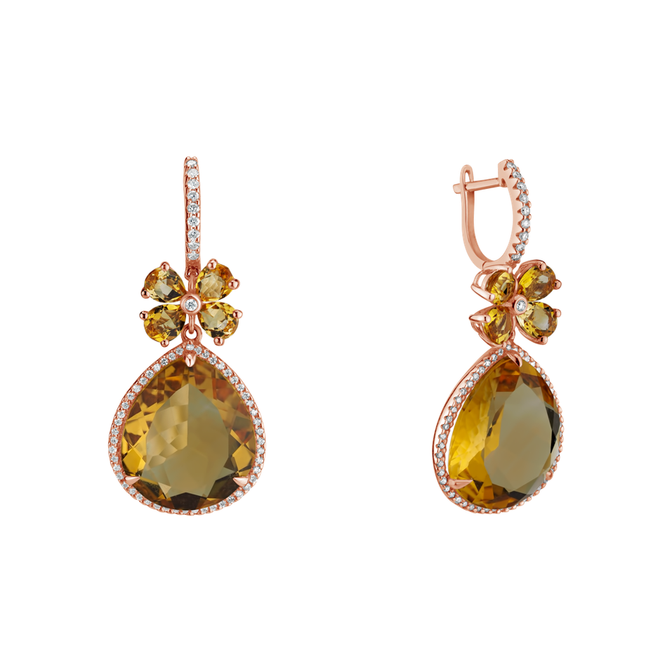 Náušnice s citrínom a diamantmi Freida