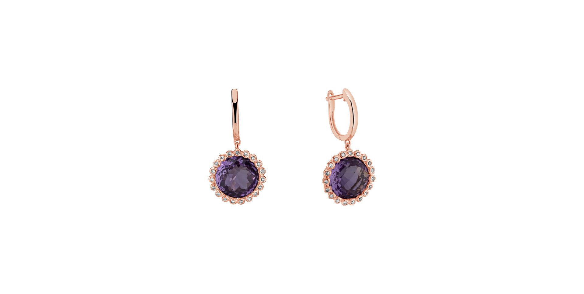 Náušnice s ametystom diamantmi Radiant Aurora
