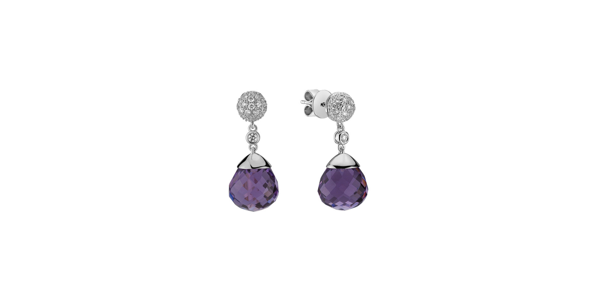 Náušnice s ametystom diamantmi Gianpaola