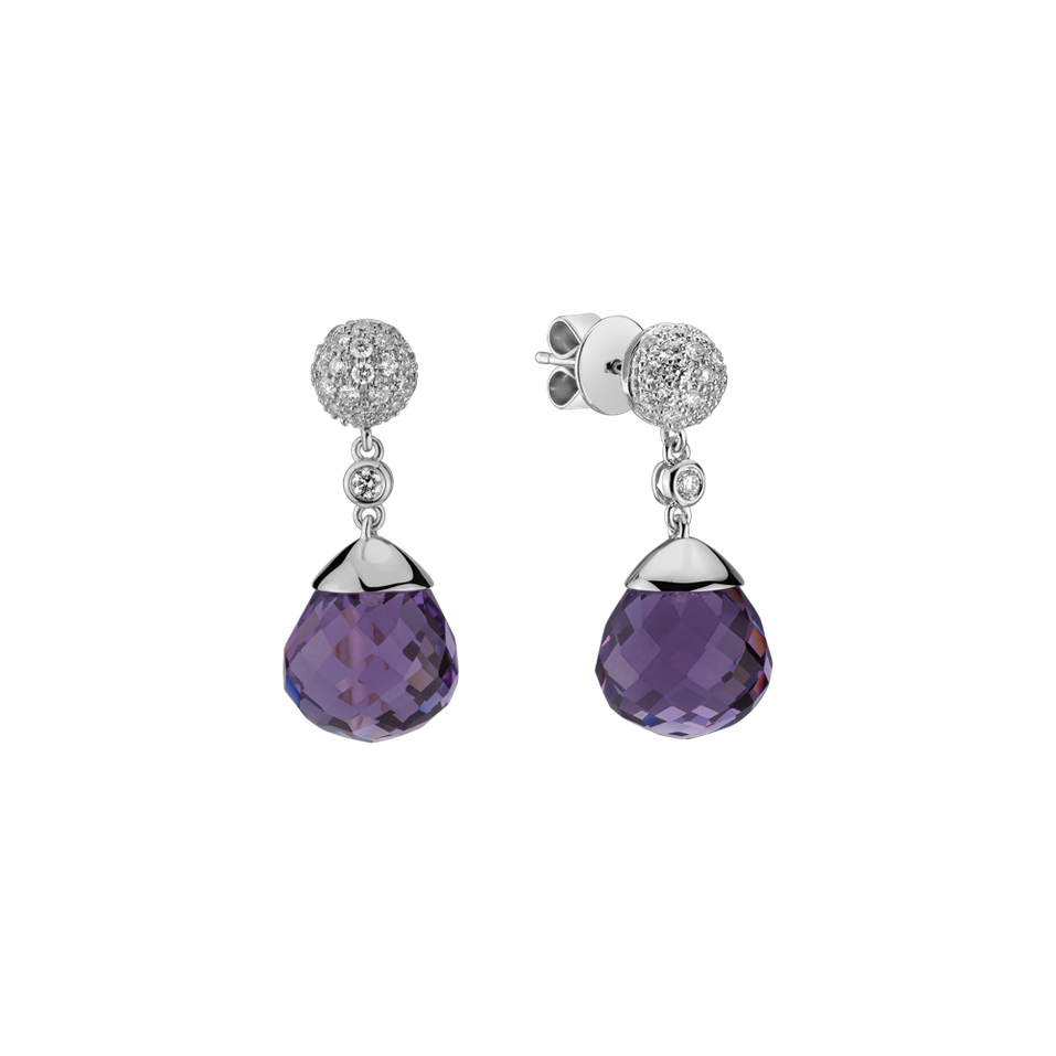 Náušnice s ametystom diamantmi Gianpaola