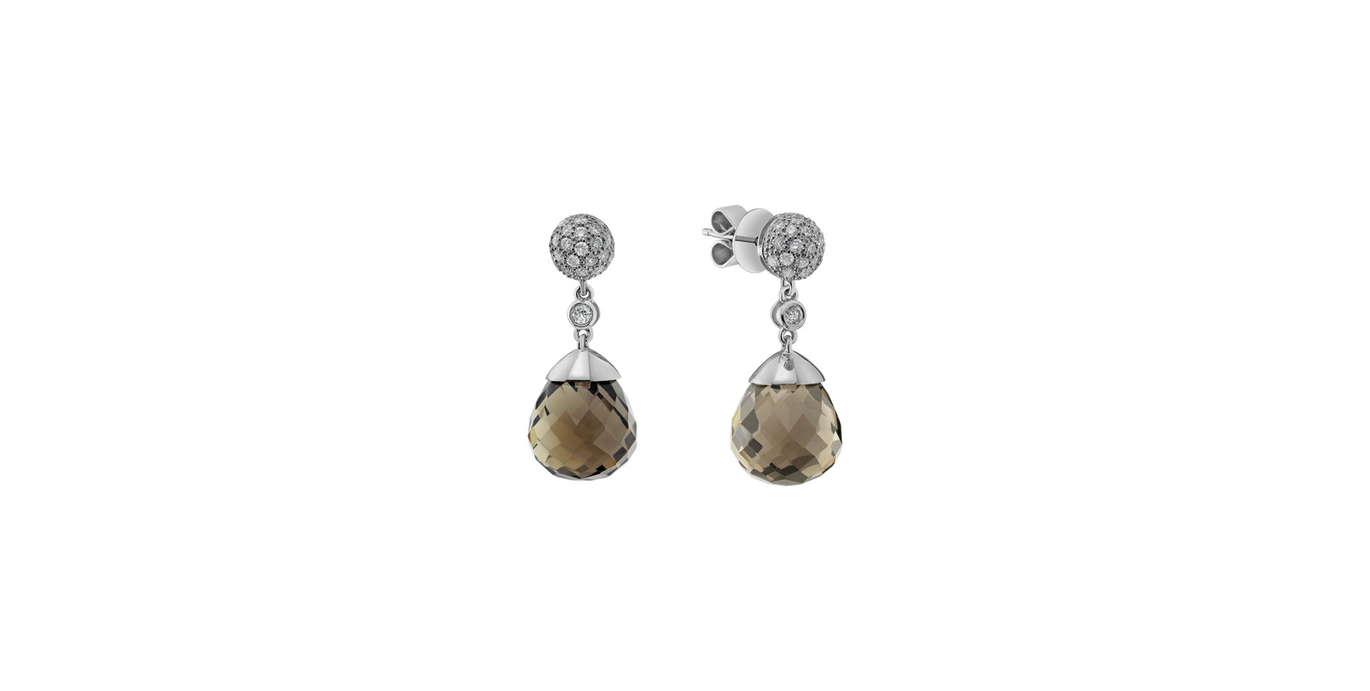 Náušnice s quartzom a diamantmi Gianpaola