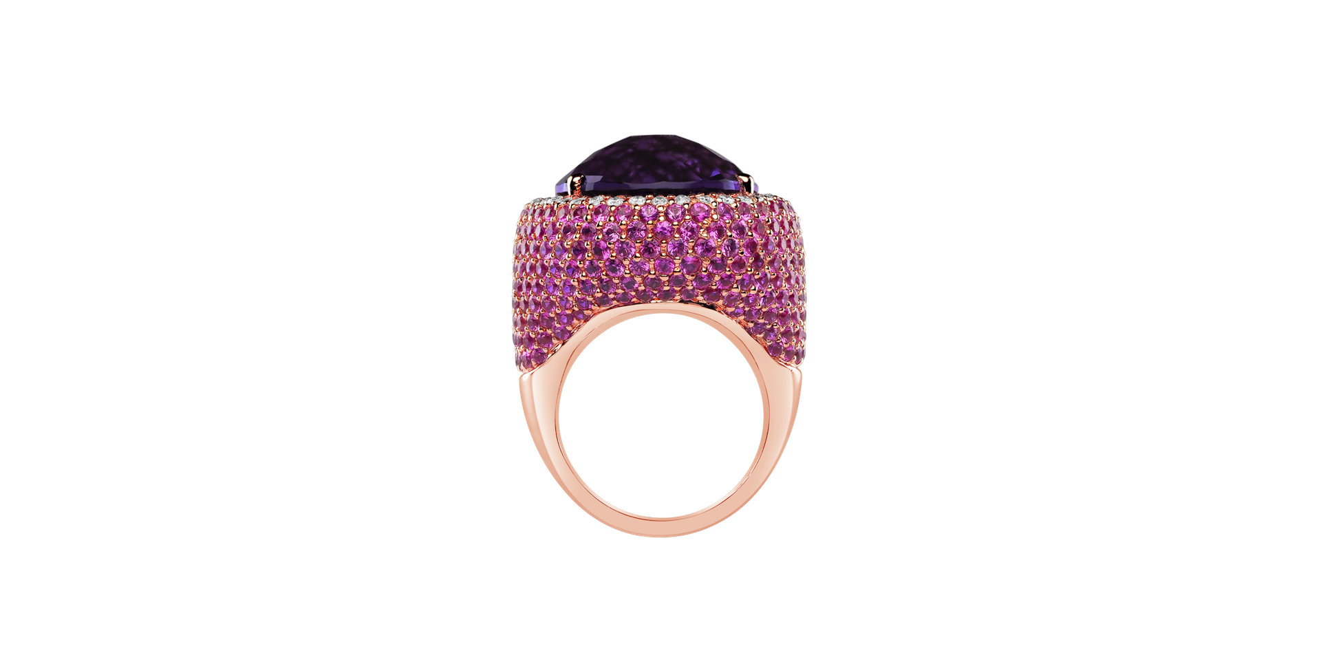 Prsteň s ametystom, diamantmi a zafírmi Violetta