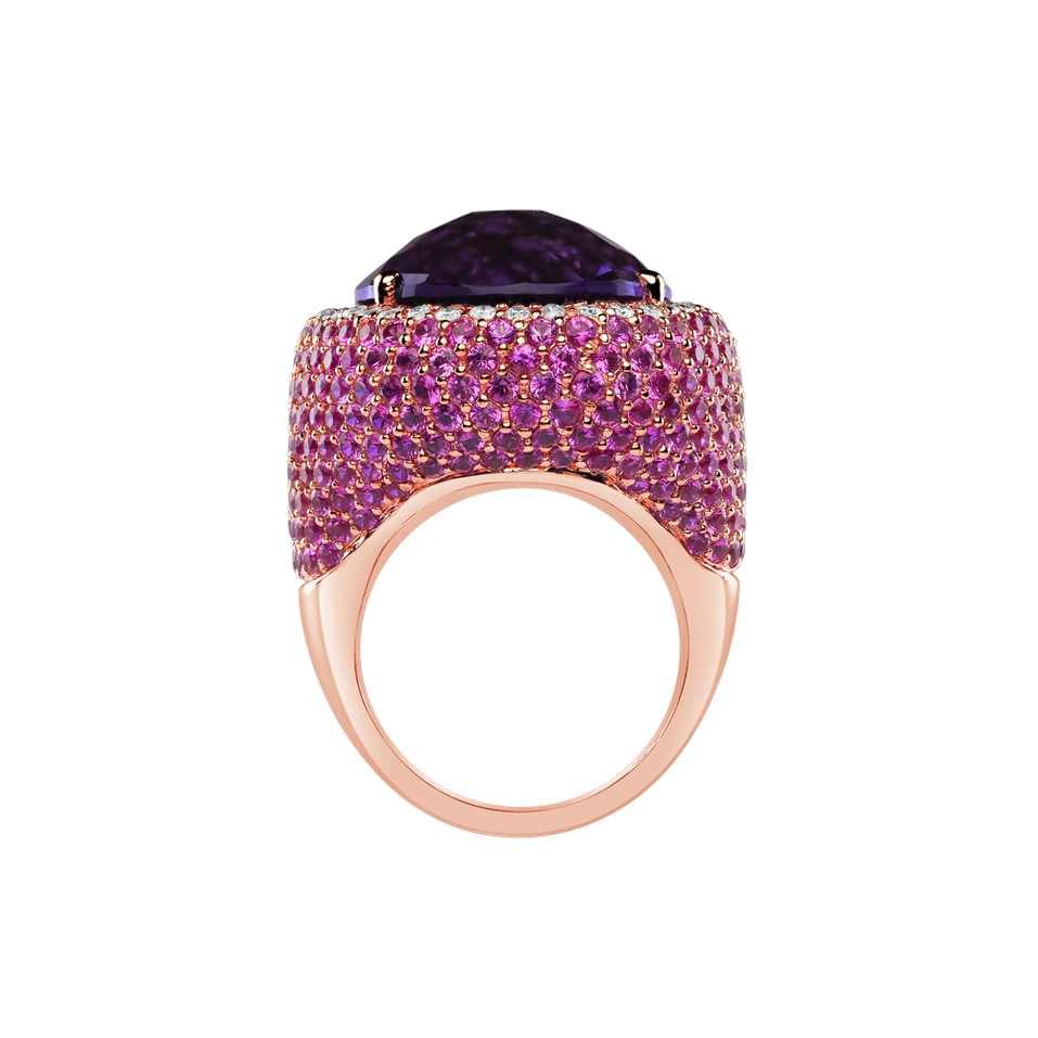 Prsteň s ametystom, diamantmi a zafírmi Violetta