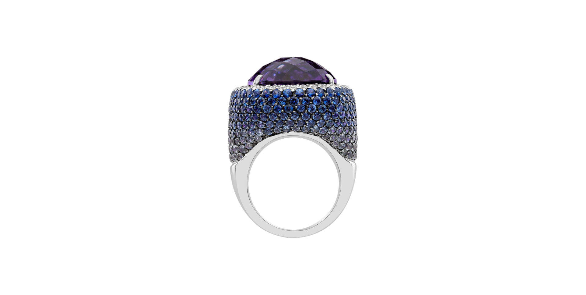 Prsteň s ametystom, diamantmi a zafírmi Violetta
