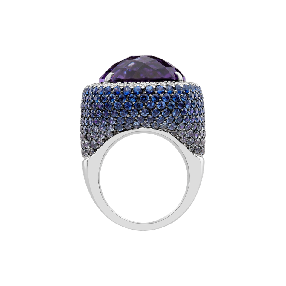 Prsteň s ametystom, diamantmi a zafírmi Violetta
