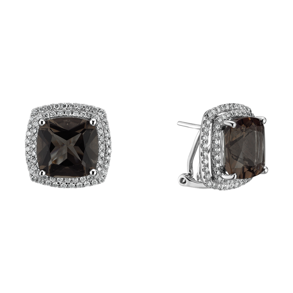 Náušnice s quartzom a diamantmi Xavius