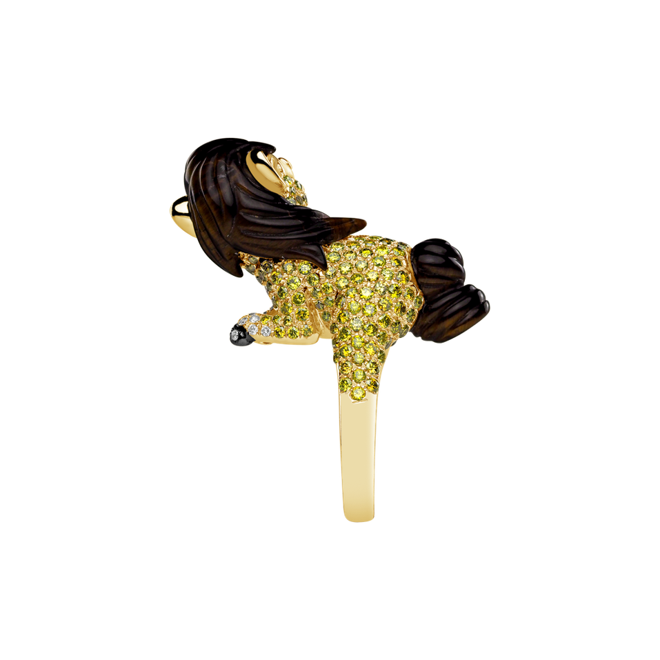 Prsteň s diamantmi a drahokamami Crazy Horse