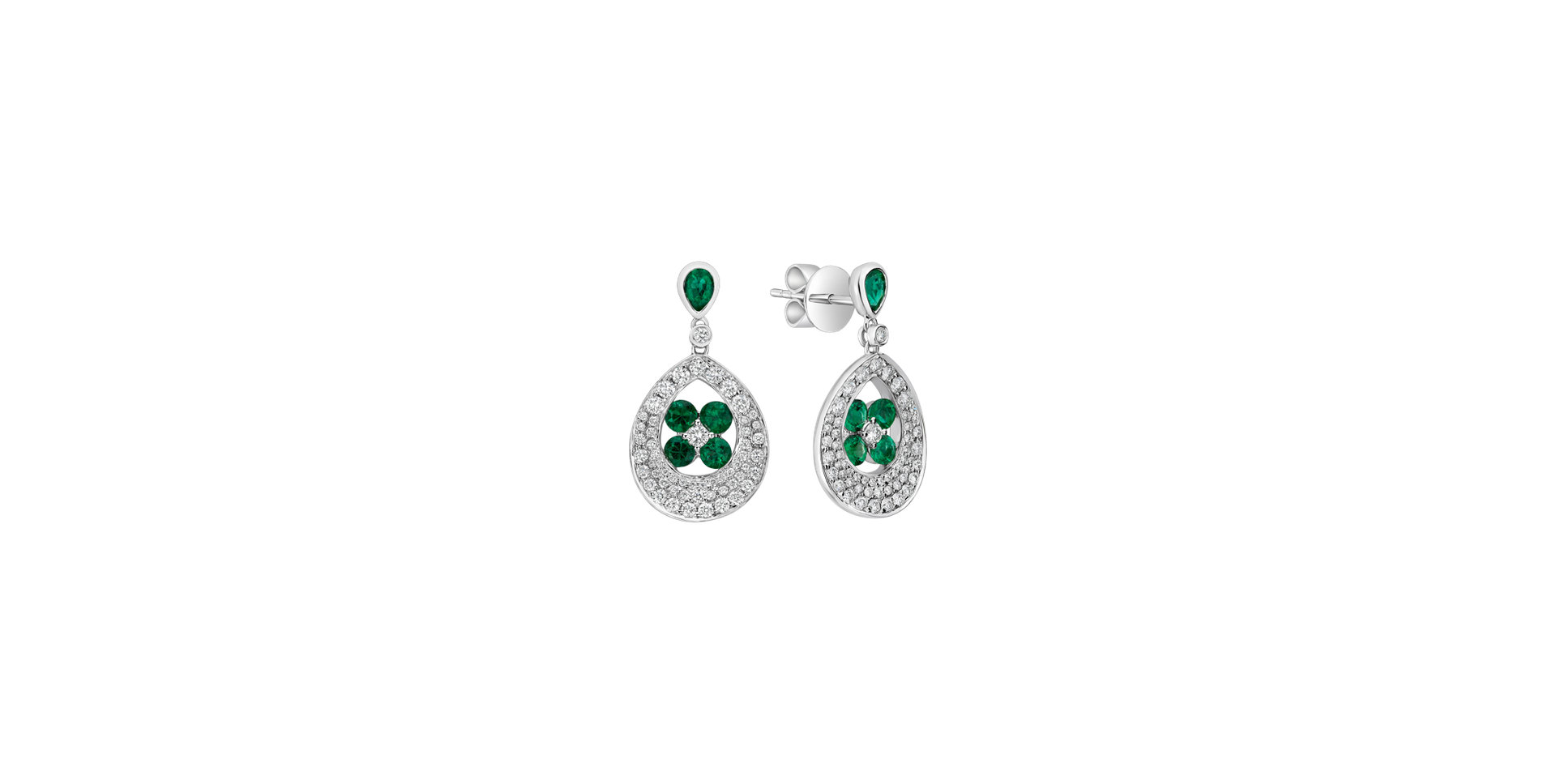 Náušnice s diamantmi a smaragdmi Forest Charm
