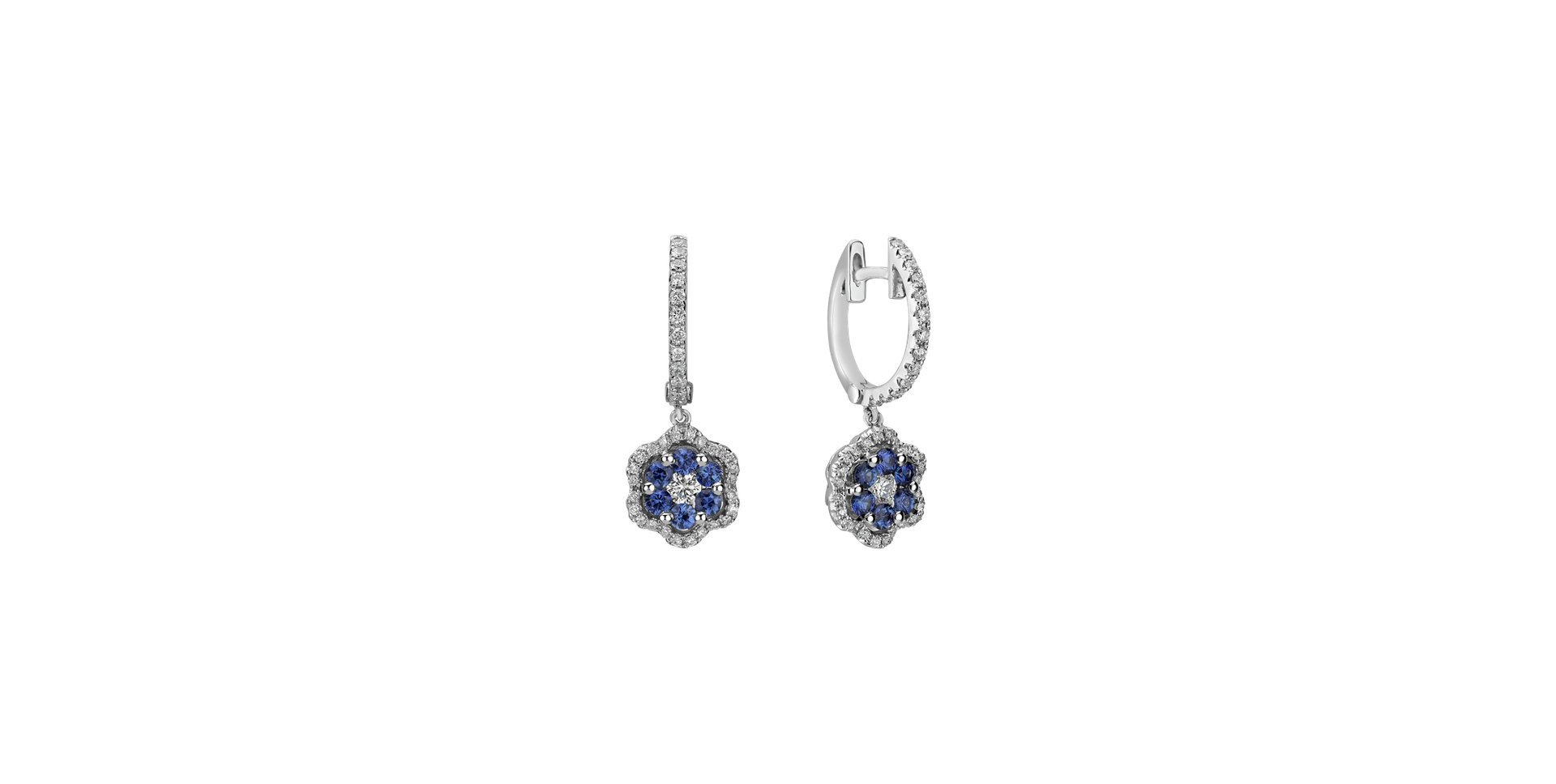Náušnice s diamantmi a zafírmi Blooming Jewellery