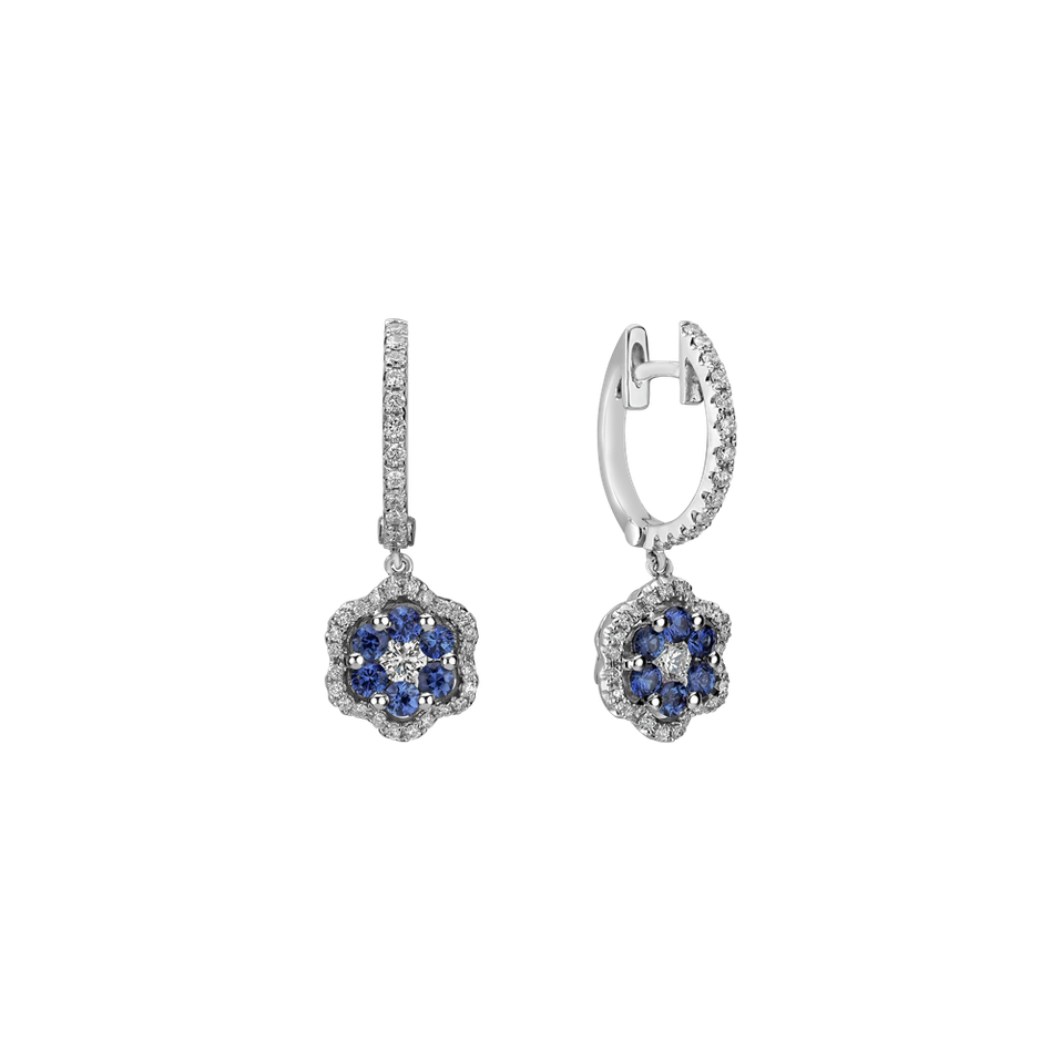 Náušnice s diamantmi a zafírmi Blooming Jewellery