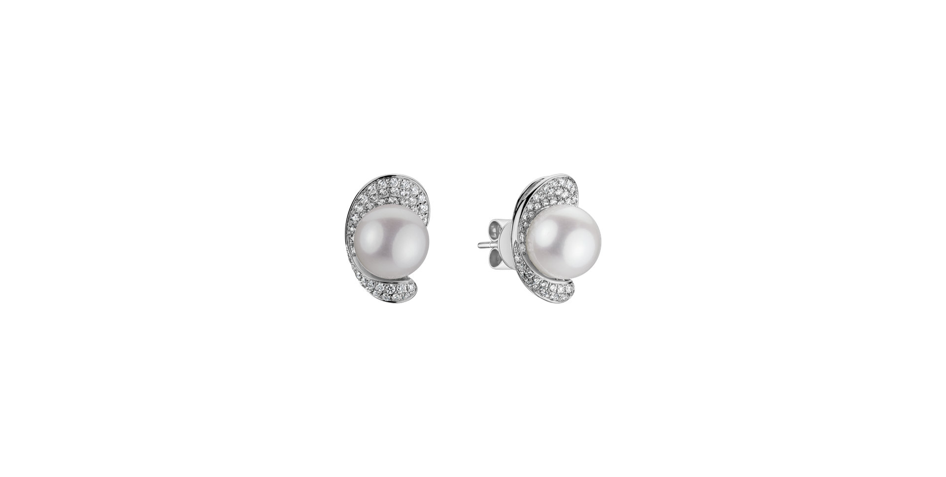 Náušnice s perlou a diamantmi Melodic Pearls