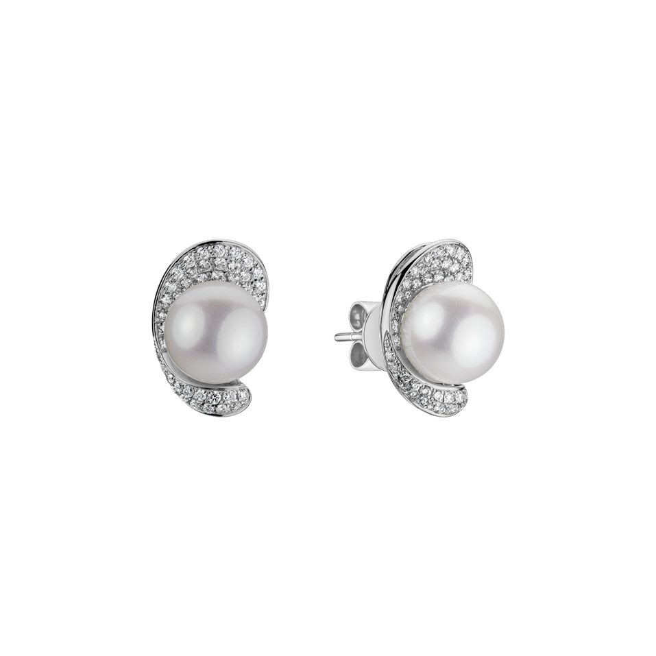 Náušnice s perlou a diamantmi Melodic Pearls