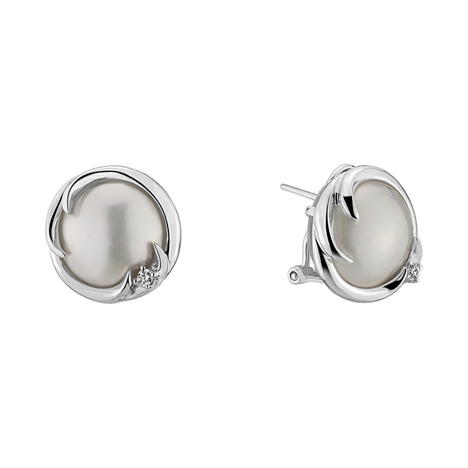 Náušnice s perlou diamantom Lola Waves