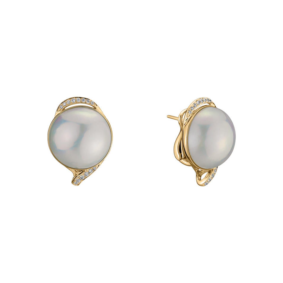 Náušnice s perlou a diamantmi Pearly Melody