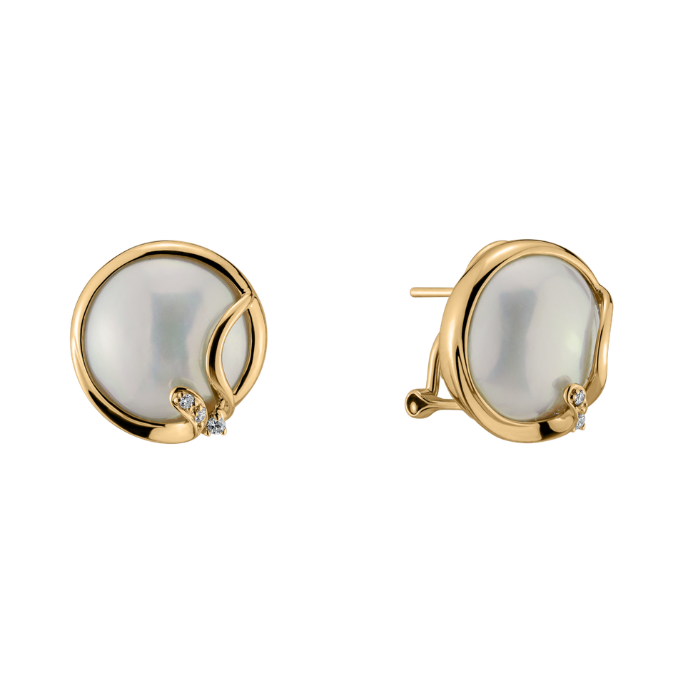 Náušnice s perlou a diamantom Dazzling Ocean