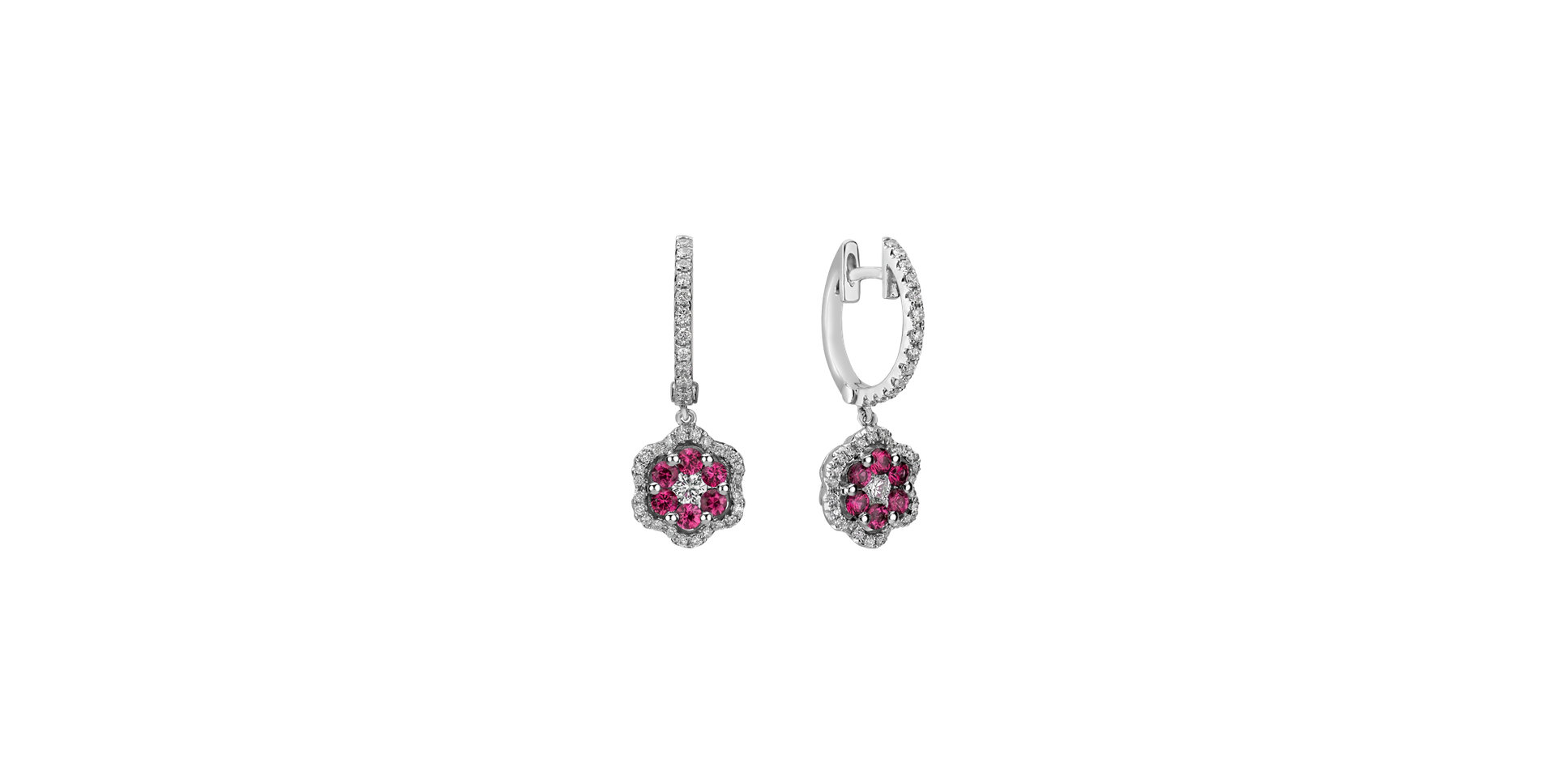 Náušnice s diamantmi a rubínmi Blooming Jewellery