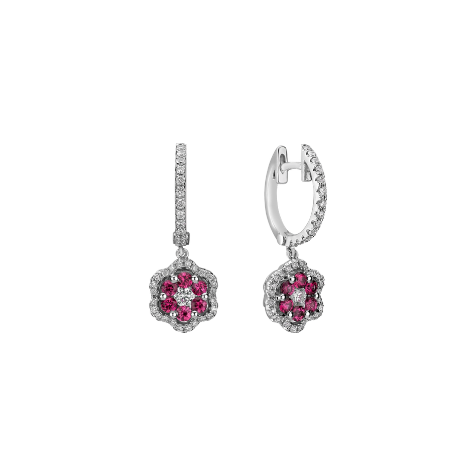 Náušnice s diamantmi a rubínmi Blooming Jewellery