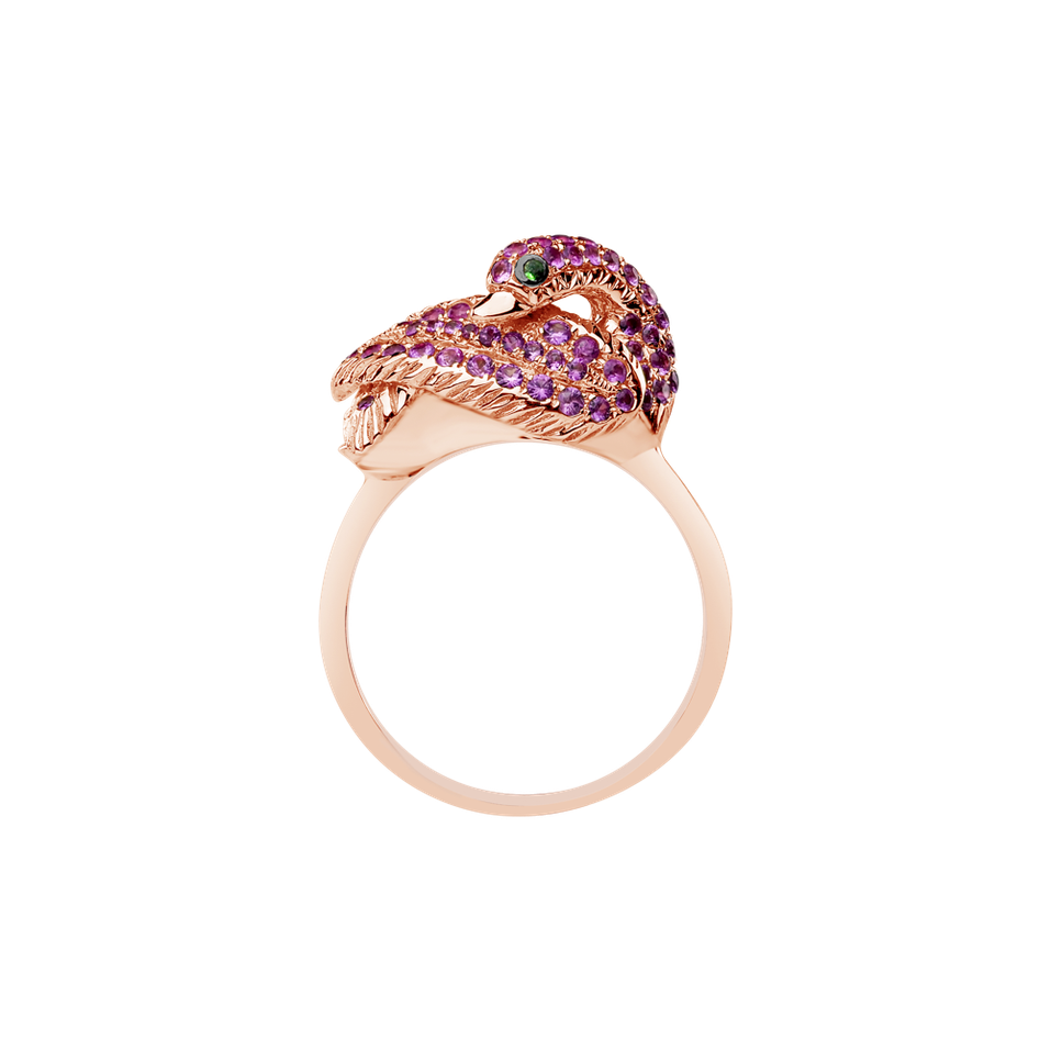 Prsteň so zafírmi a granátmi Fairytale Swan