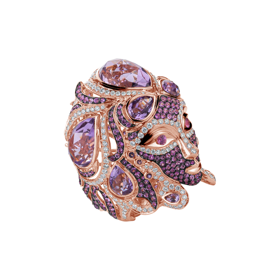 Prsteň s diamantmi, zafírmi a ametystmi Sapphire Venus