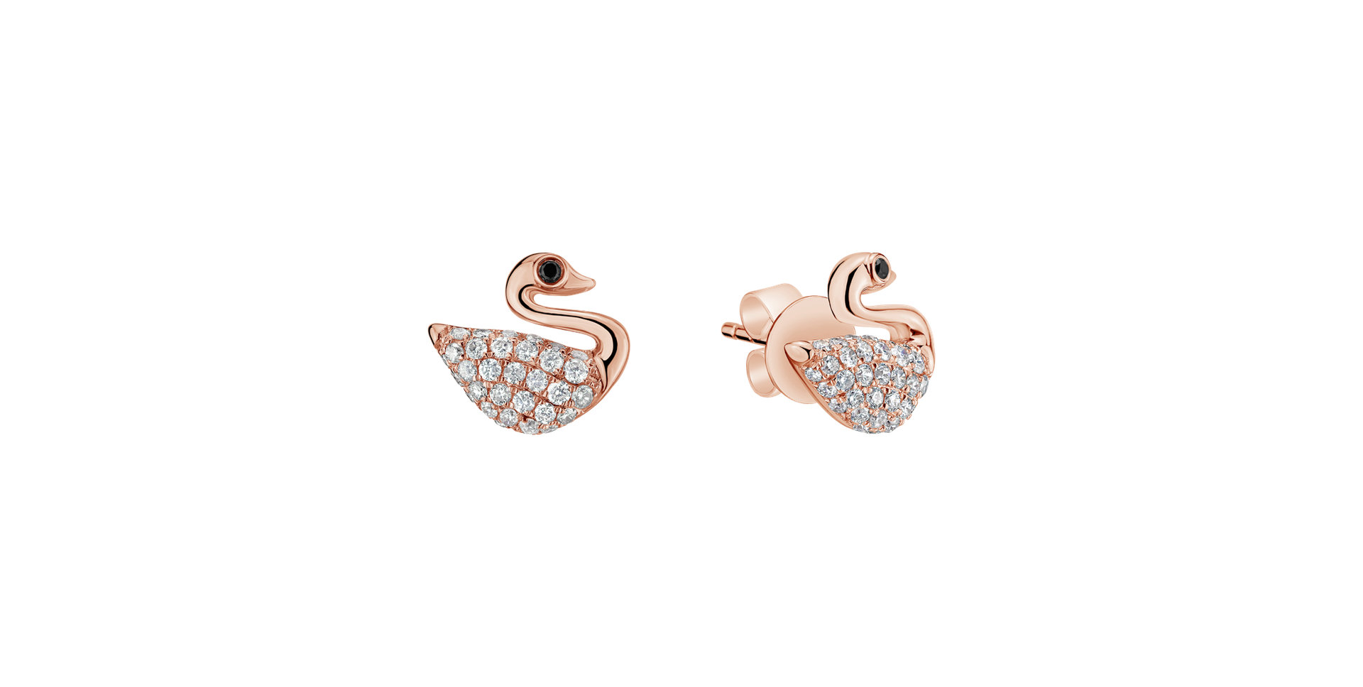 Náušnice s čiernymi a bielymi diamantmi Noble Swans