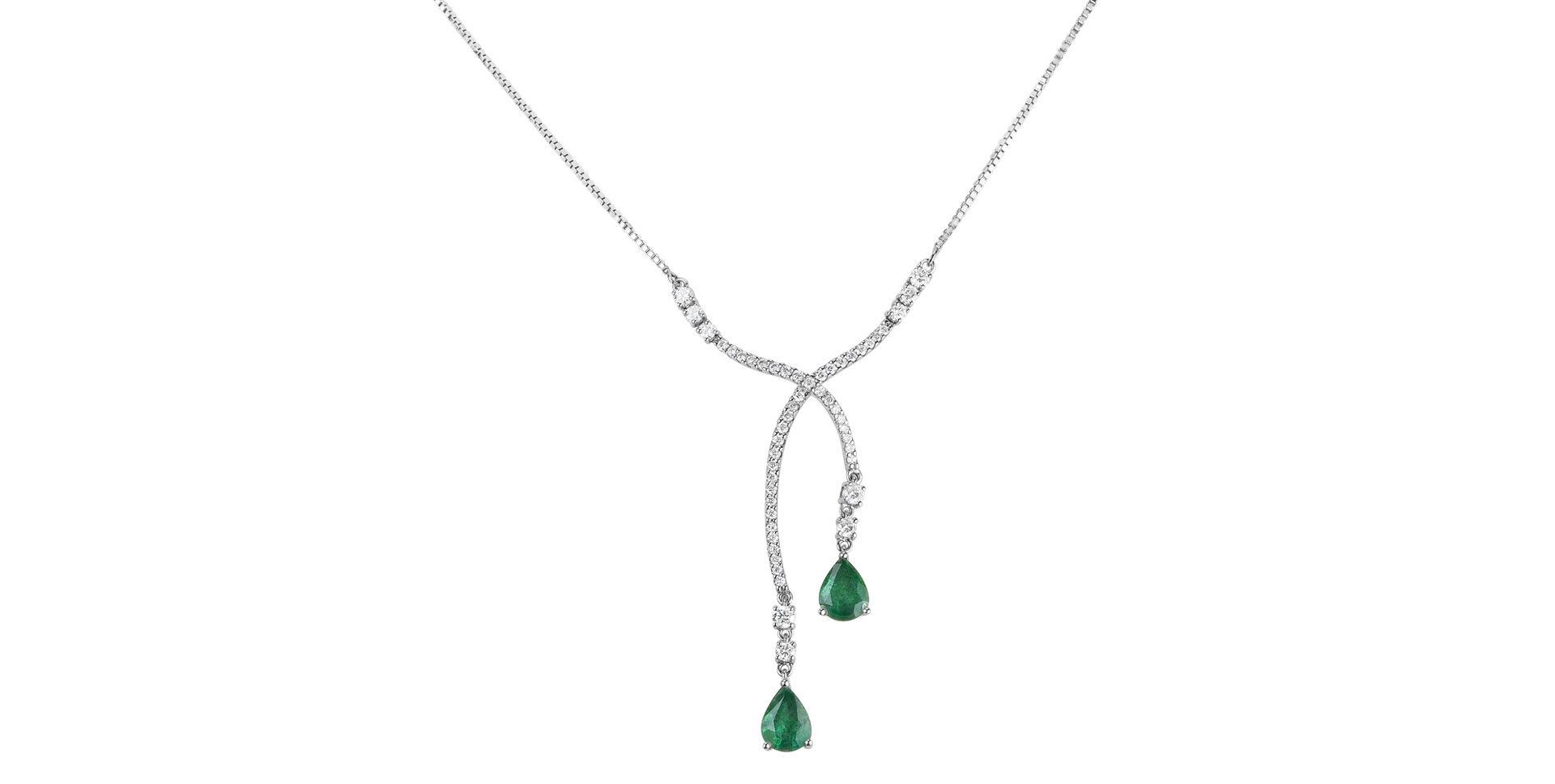 Náhrdelník s diamantmi a smaragdmi Emerald Tear