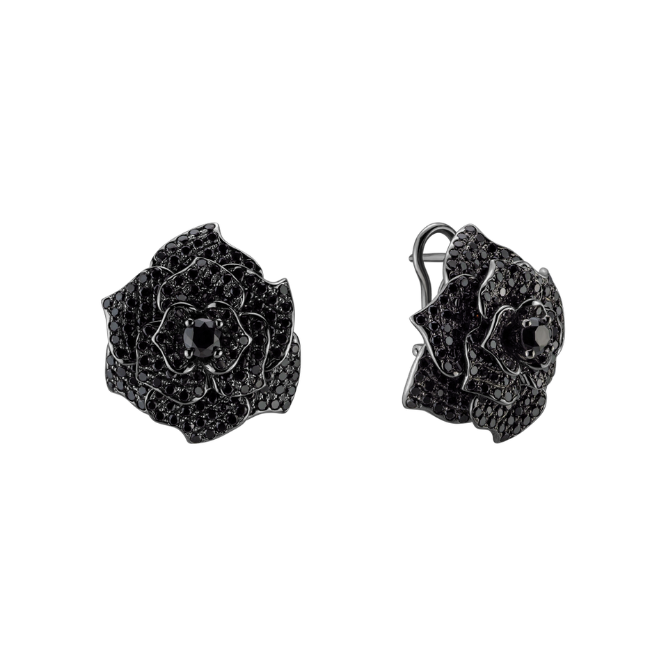 Náušnice s čiernymi diamantmi Black Beauty Rose